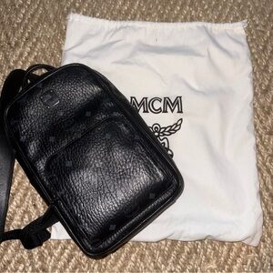Authentic MCM Black Leather Sling Bag